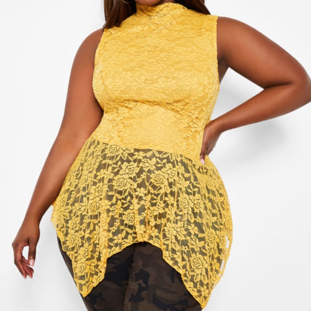 3X(22/24) PLUS SIZE NWT Sleeveless Lace Peplum Top